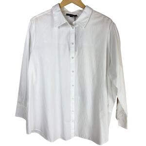 NWT Basic Level by YEST Aliza White Cotton Poplin Button Up Dress Shirt Size 20
